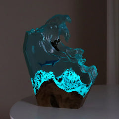 Wave Surfing Shark Resin Lamp