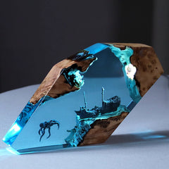 Octopus and Ship Underwater Resin Table Light