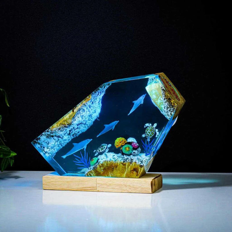 Dolphins Seabed Underwater Resin Table Light