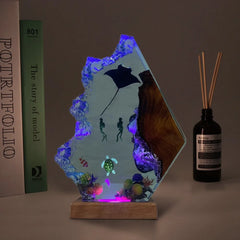 Ascending Divers with Manta ray Table Lamp