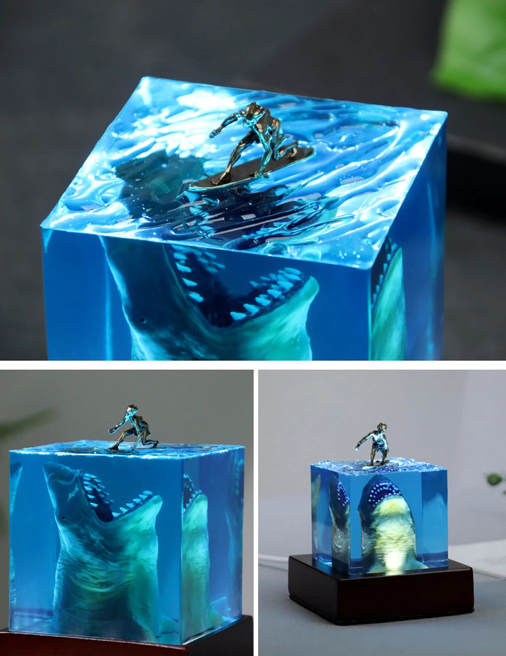 5cm/8cm Great White Shark Resin Light Cube