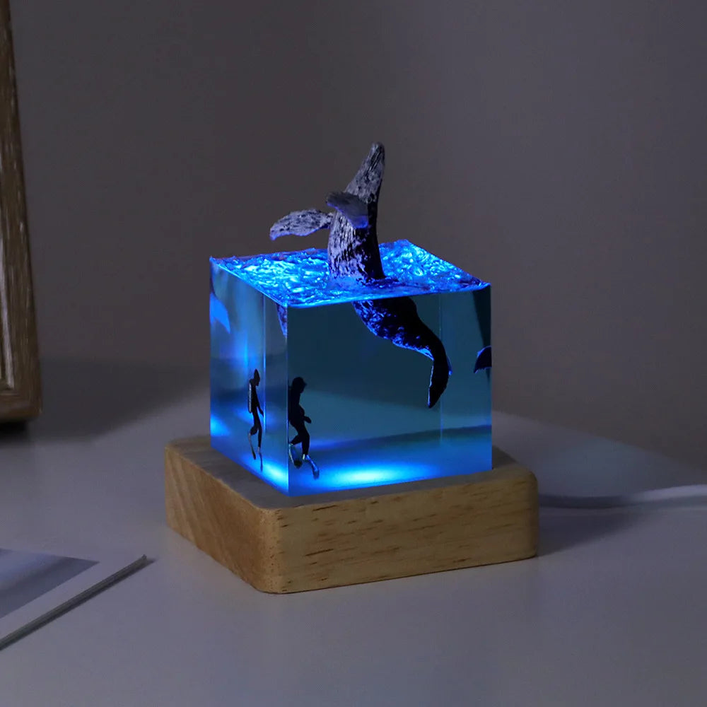 Ocean Life Resin Cube Lamp